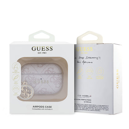 Airpods Pro 3 Kılıf Guess Orijinal Lisanslı PU Deri 4G Desenli 4G Charm Kılıf