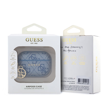 Airpods Pro 3 Kılıf Guess Orijinal Lisanslı PU Deri 4G Desenli 4G Sade Askılı Kılıf