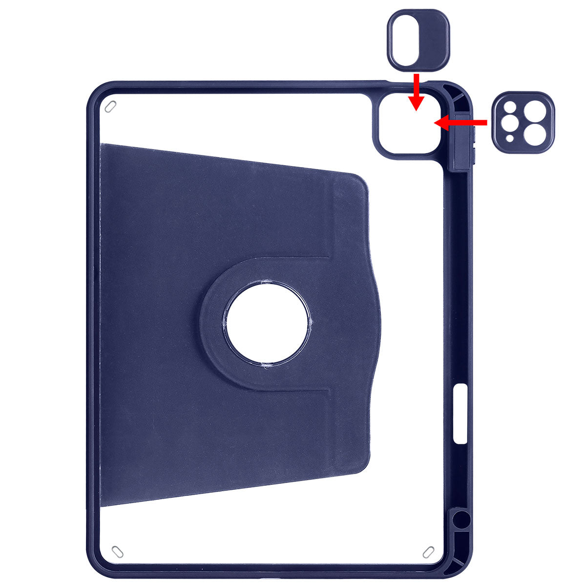 iPad 10.2 (8.Nesil) Kılıf Zore Termik Kalem Bölmeli Dönebilen Standlı Kılıf