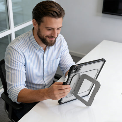 iPad 10.9 2022 (10.Nesil) Mutural AlloyKick Serisi Kalem Bölmeli Alüminyum Standlı Tablet Kılıfı