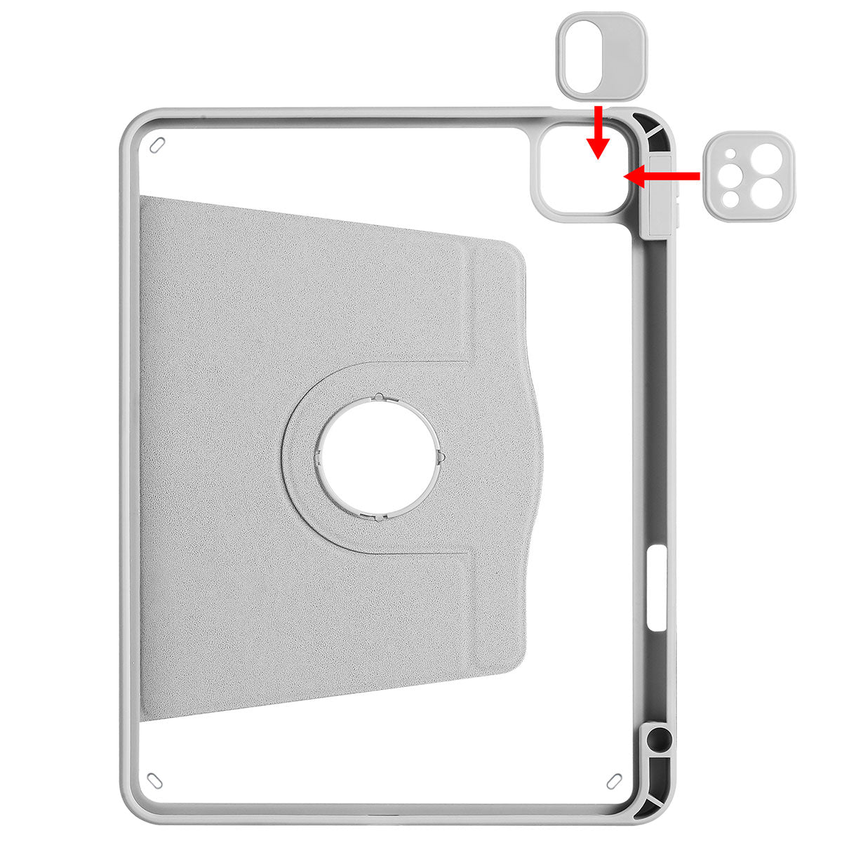 iPad Air 10.9 2022 (5.Nesil) Kılıf Zore Termik Kalem Bölmeli Dönebilen Standlı Kılıf