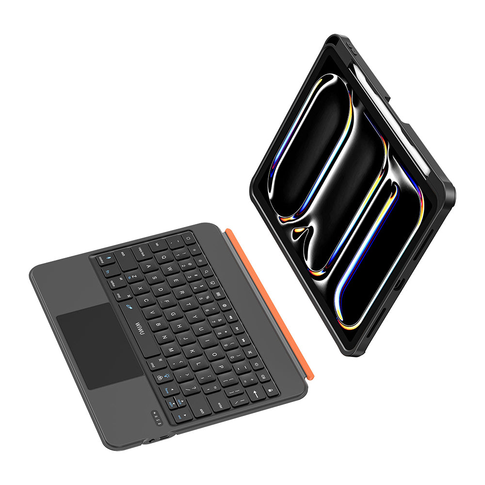 iPad Air 10.9 2022 (5.Nesil) Wiwu MK-007 Combo Pro Kalem Bölmeli Klavyeli Standlı Kılıf