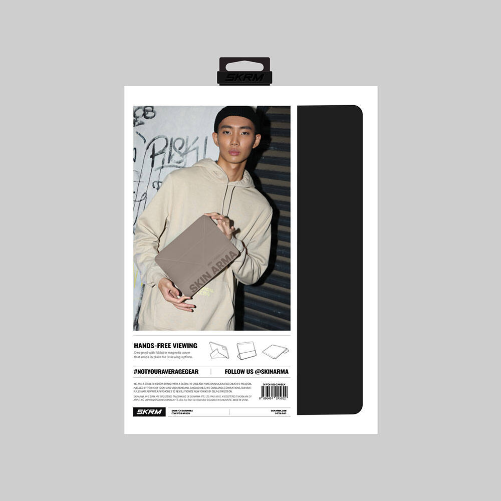 iPad Air 11 2025 M3 Kılıf SkinArma Kabartma Baskı Tasarımlı 360 Tam Koruma Arkası Şeffaf Standlı Gamma Kılıf