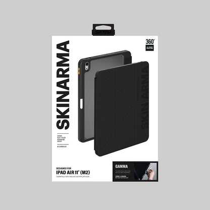iPad Air 11 2025 M3 Kılıf SkinArma Kabartma Baskı Tasarımlı 360 Tam Koruma Arkası Şeffaf Standlı Gamma Kılıf