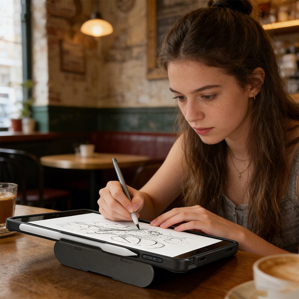iPad Pro 11 2020 (2.Nesil) Mutural AlloyKick Serisi Kalem Bölmeli Alüminyum Standlı Tablet Kılıfı