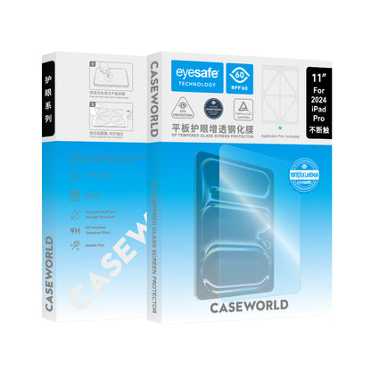 iPad Pro 11 2024 CaseWorld Eyesafe Mavi Işık Teknolojili Temperli Cam Ekran Koruyucu + Uygulama Aparatı