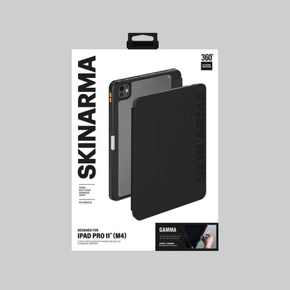 iPad Pro 11 2024 Kılıf SkinArma Kabartma Baskı Tasarımlı 360 Tam Koruma Arkası Şeffaf Standlı Gamma Kılıf