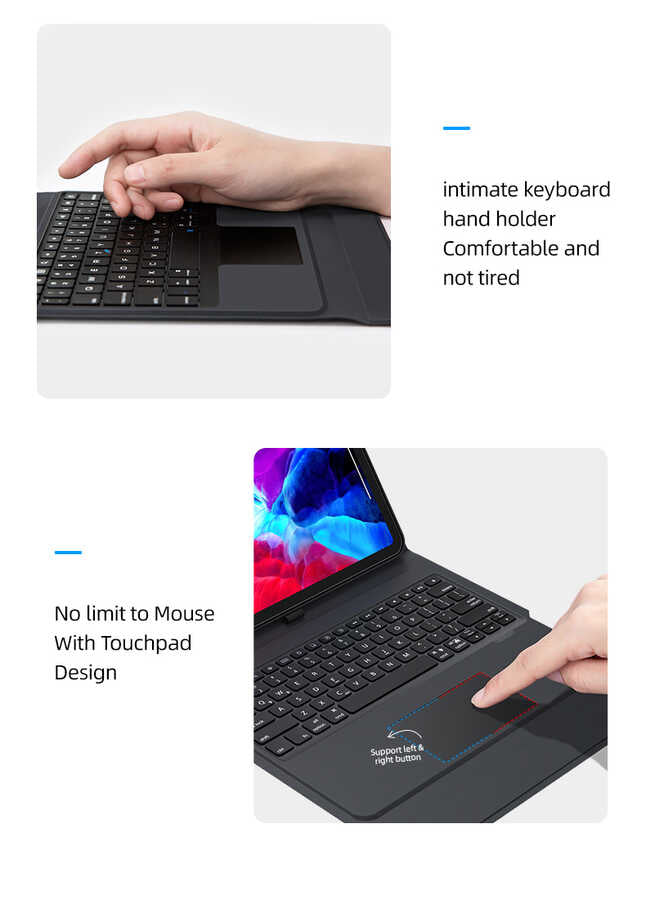 iPad Pro 12.9 2020 (4.Nesil) Benks Multifunctional Kablosuz Klavyeli Kılıf