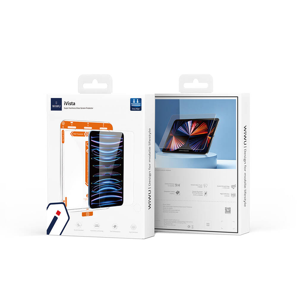 iPad Pro 12.9 2022 M2 Wiwu Wi-GQ002 iVista 5 Katmanlı Temperli Cam Ekran Koruyucu + Kolay Uygulama Aparatı