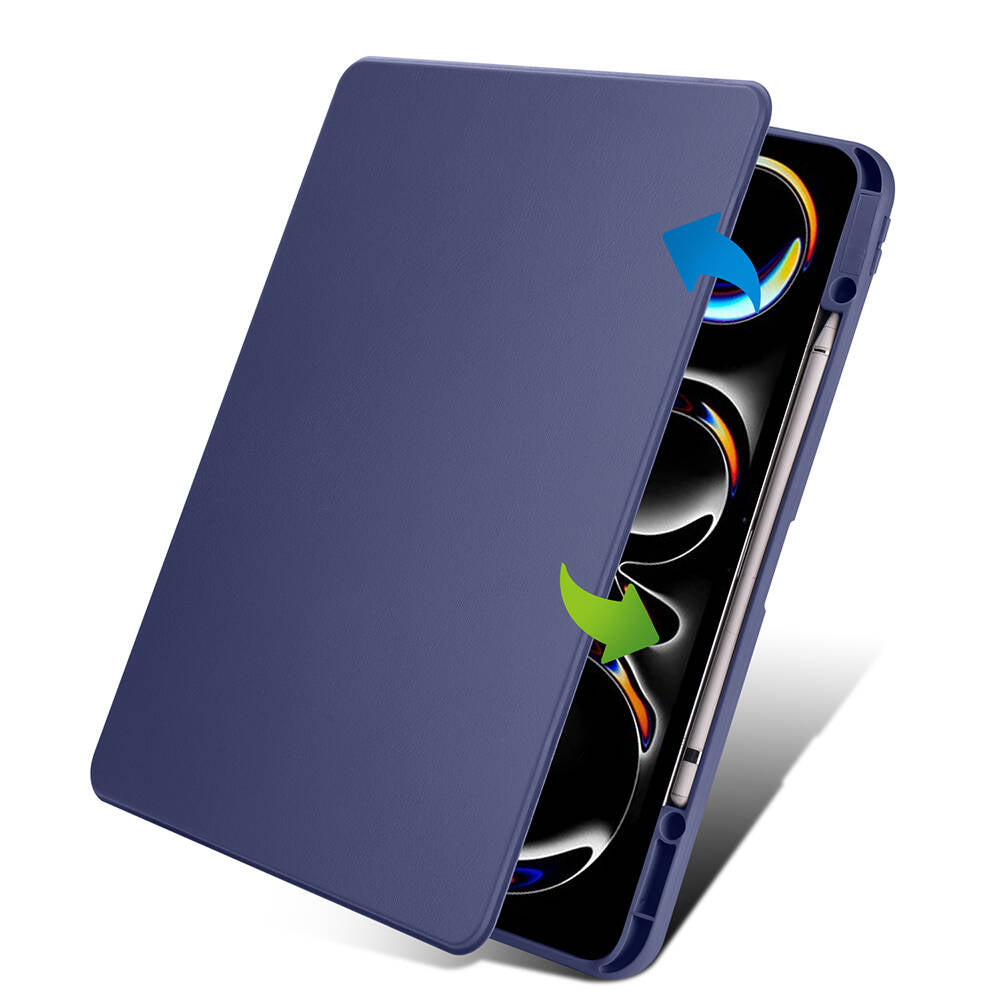 iPad Pro 13 2025 M5 Kılıf Zore Termik Kalem Bölmeli Dönebilen Standlı Kılıf