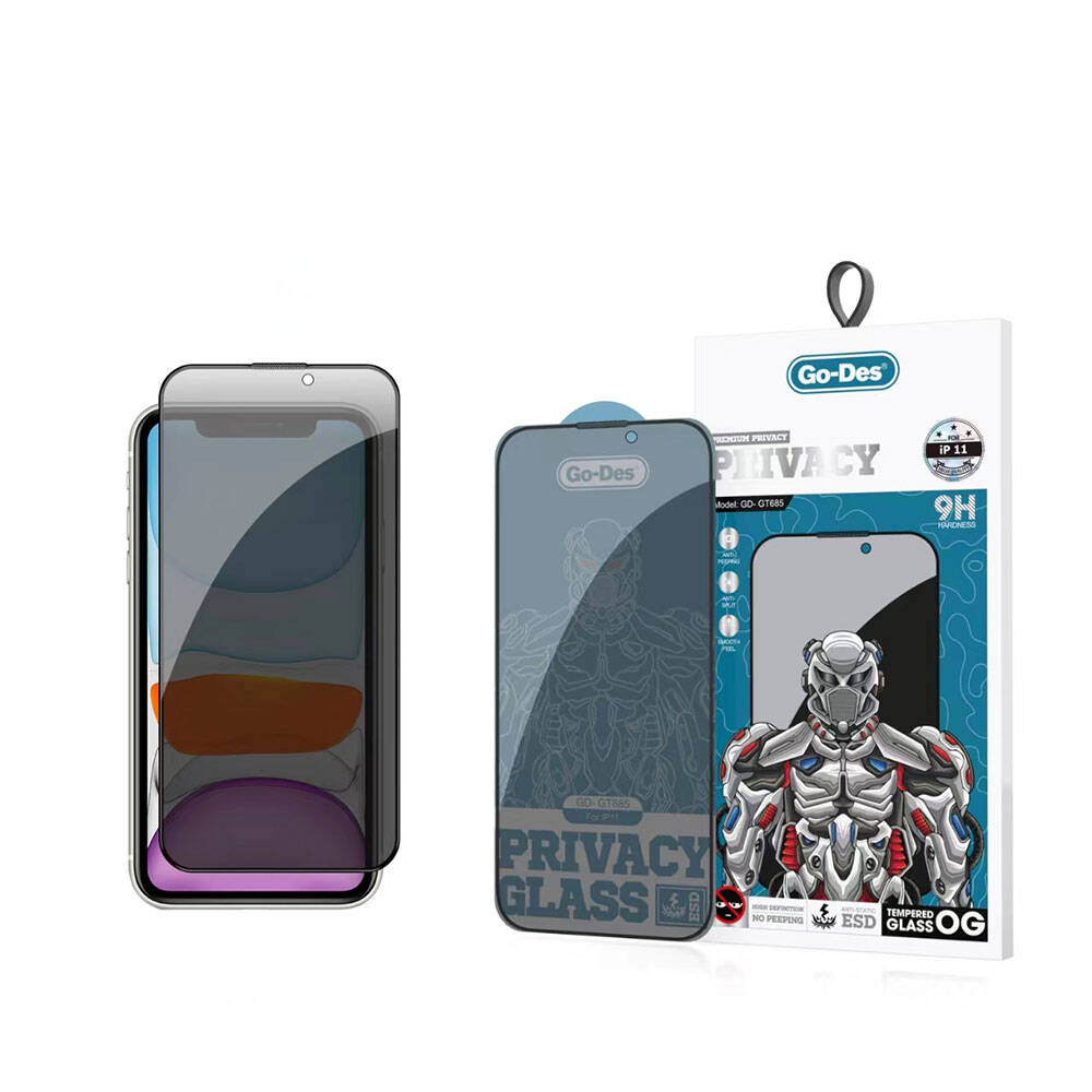 iPhone 11 Go Des 9D Full Cover Privacy Temperli Cam Ekran Koruyucu