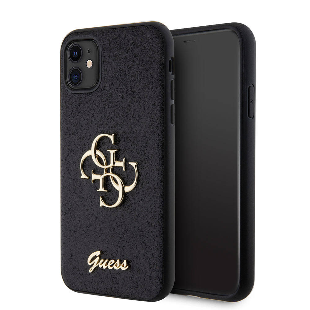 iPhone 11 Kılıf Guess Orijinal Lisanslı 4G Büyük Metal Logolu Glitter Kılıf