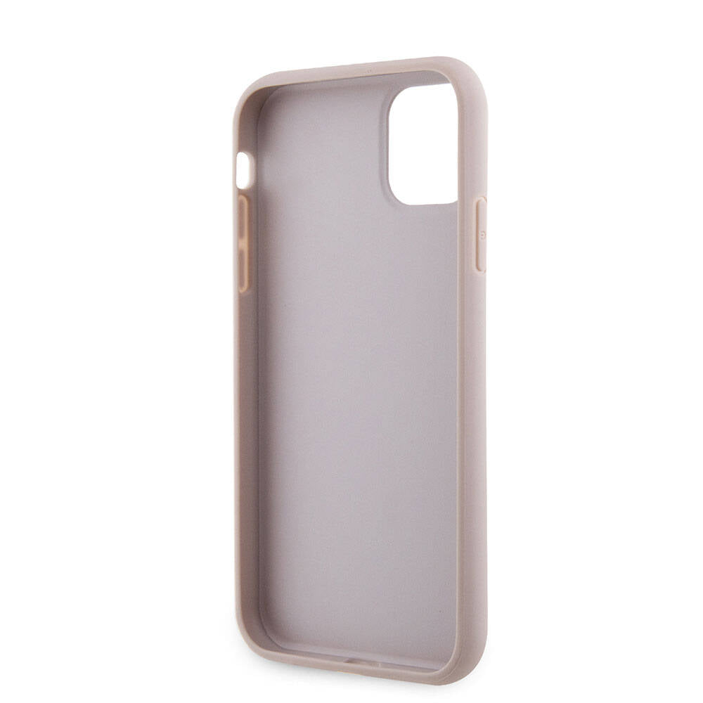 iPhone 11 Kılıf Guess Orijinal Lisanslı PU Deri Taşlı Üçgen Logo 4G Desenli Kılıf