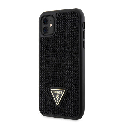 iPhone 11 Kılıf Guess Orijinal Lisanslı Taşlı Arka Yüzey Üçgen Logolu Kılıf