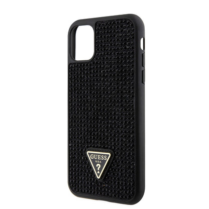 iPhone 11 Kılıf Guess Orijinal Lisanslı Taşlı Arka Yüzey Üçgen Logolu Kılıf
