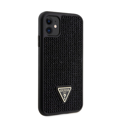 iPhone 11 Kılıf Guess Orijinal Lisanslı Taşlı Arka Yüzey Üçgen Logolu Kılıf