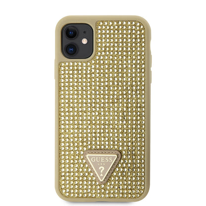 iPhone 11 Kılıf Guess Orijinal Lisanslı Taşlı Arka Yüzey Üçgen Logolu Kılıf