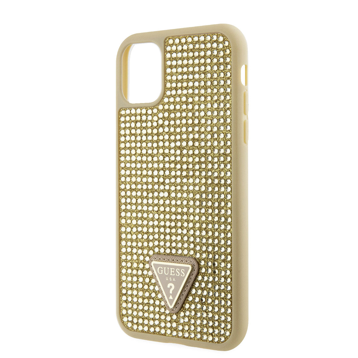 iPhone 11 Kılıf Guess Orijinal Lisanslı Taşlı Arka Yüzey Üçgen Logolu Kılıf