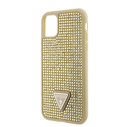 iPhone 11 Kılıf Guess Orijinal Lisanslı Taşlı Arka Yüzey Üçgen Logolu Kılıf