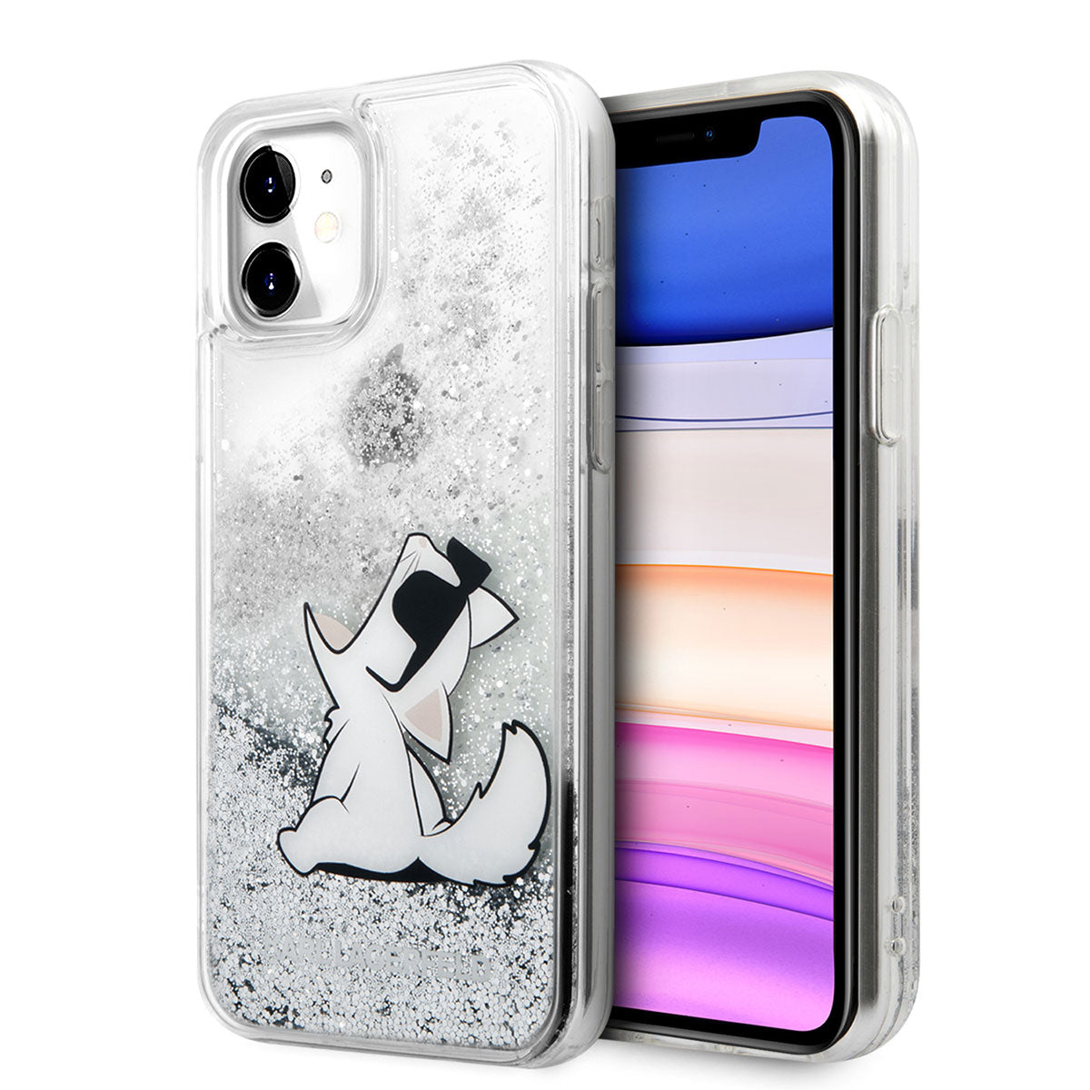 iPhone 11 Kılıf Karl Lagerfeld Sıvılı Simli Choupette Fun Dizayn Kılıf
