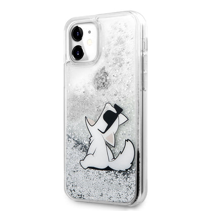 iPhone 11 Kılıf Karl Lagerfeld Sıvılı Simli Choupette Fun Dizayn Kılıf