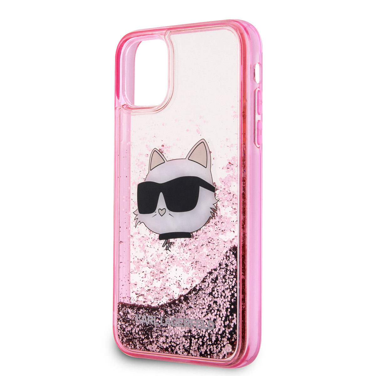 iPhone 11 Kılıf Karl Lagerfeld Sıvılı Simli Choupette Head Dizayn Kılıf