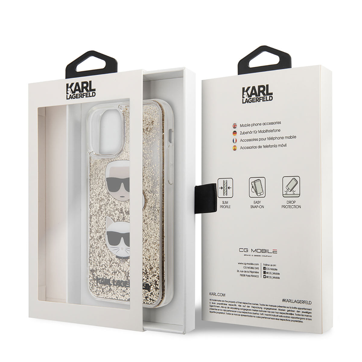 iPhone 11 Kılıf Karl Lagerfeld Sıvılı Simli K&C Head Dizayn Kılıf