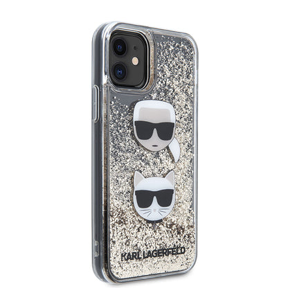 iPhone 11 Kılıf Karl Lagerfeld Sıvılı Simli K&C Head Dizayn Kılıf