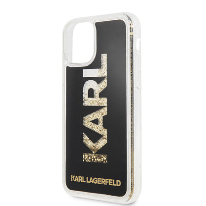 iPhone 11 Kılıf Karl Lagerfeld Sıvılı Simli Logo Dizayn Kılıf