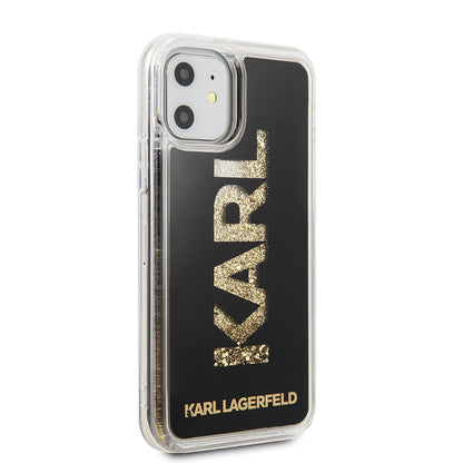 iPhone 11 Kılıf Karl Lagerfeld Sıvılı Simli Logo Dizayn Kılıf
