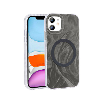iPhone 11 Kılıf M-safe Şarj Özellikli Fırça Boya Desenli Zore Palet Kılıf