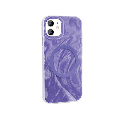 iPhone 11 Kılıf M-safe Şarj Özellikli Fırça Boya Desenli Zore Palet Kılıf
