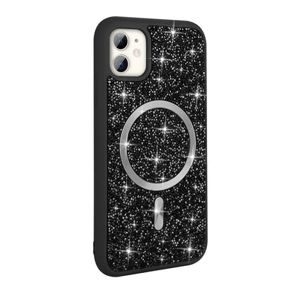 iPhone 11 Kılıf Pırlanta Tasarımlı M-safe Şarj Özellikli Zore Mozaik Silikon Kılıf