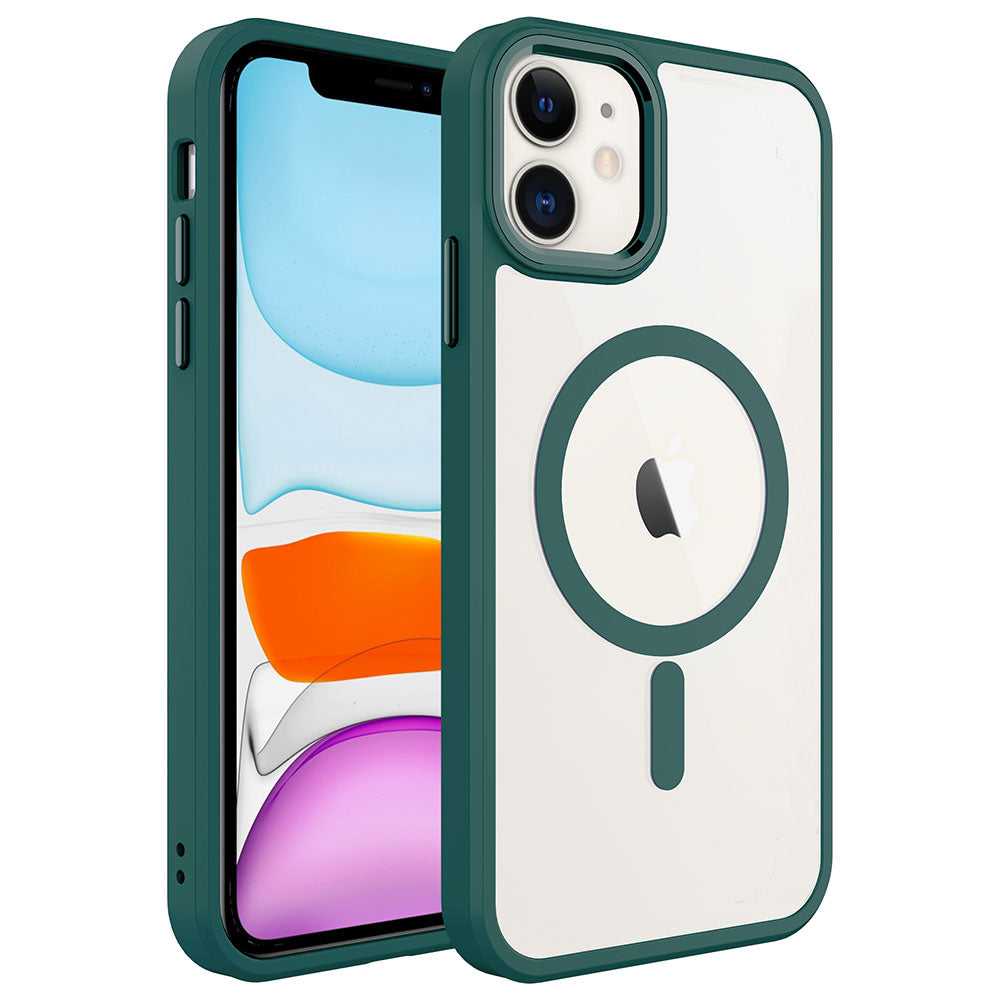 iPhone 11 Kılıf Wireless Şarj Özellikli Zore Krom M-safe Silikon Kılıf