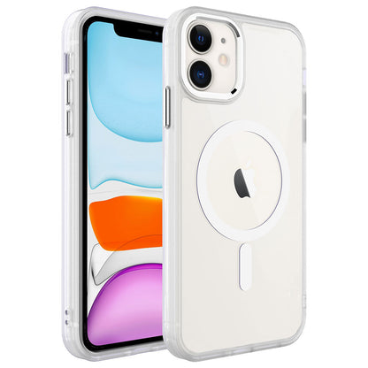 iPhone 11 Kılıf Wireless Şarj Özellikli Zore Krom M-safe Silikon Kılıf