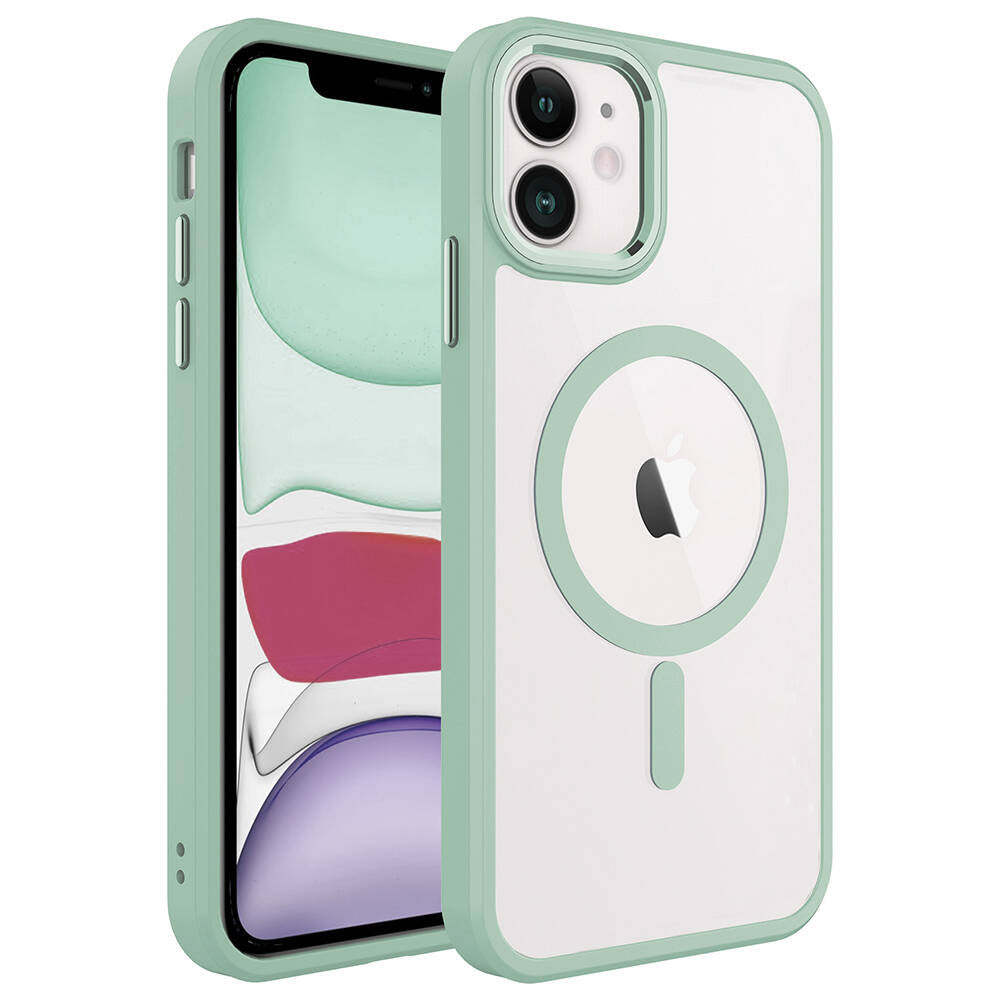 iPhone 11 Kılıf Wireless Şarj Özellikli Zore Krom M-safe Silikon Kılıf