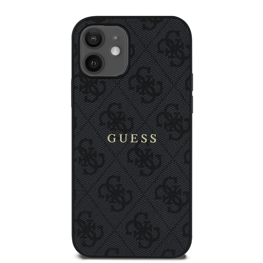 iPhone 12 Kılıf Guess Orijinal Lisanslı M-safe Şarj Özellikli 4G Desen Yazı Logolu Kılıf