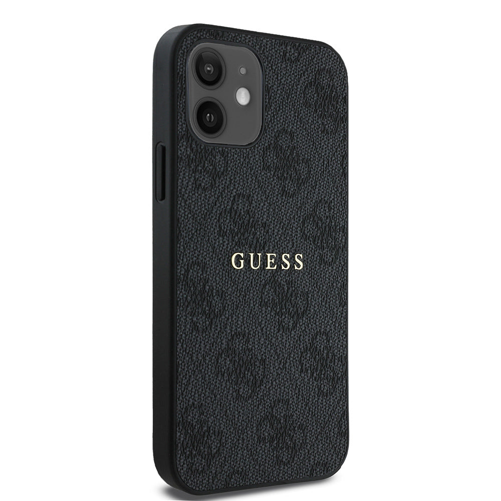 iPhone 12 Kılıf Guess Orijinal Lisanslı M-safe Şarj Özellikli 4G Desen Yazı Logolu Kılıf