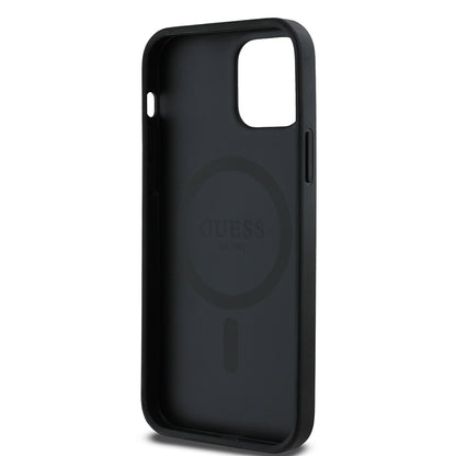 iPhone 12 Kılıf Guess Orijinal Lisanslı M-safe Şarj Özellikli 4G Desen Yazı Logolu Kılıf