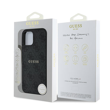 iPhone 12 Kılıf Guess Orijinal Lisanslı M-safe Şarj Özellikli 4G Desen Yazı Logolu Kılıf