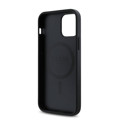 iPhone 12 Kılıf Guess Orijinal Lisanslı M-safe Şarj Özellikli Gül Baskılı 4G Desenli Yazı Logolu Kılıf