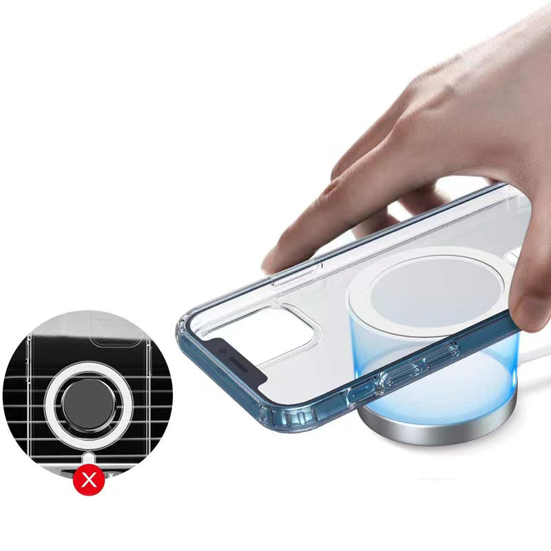 Apple iPhone 12 Kılıf M-safe Şarj Özellikli Şeffaf Sert PC Zore Embos Kapak