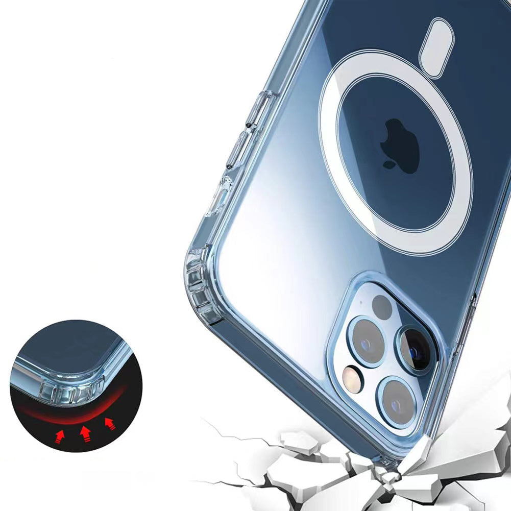 iPhone 12 Kılıf M-safe Şarj Özellikli Şeffaf Sert PC Zore Embos Kılıf