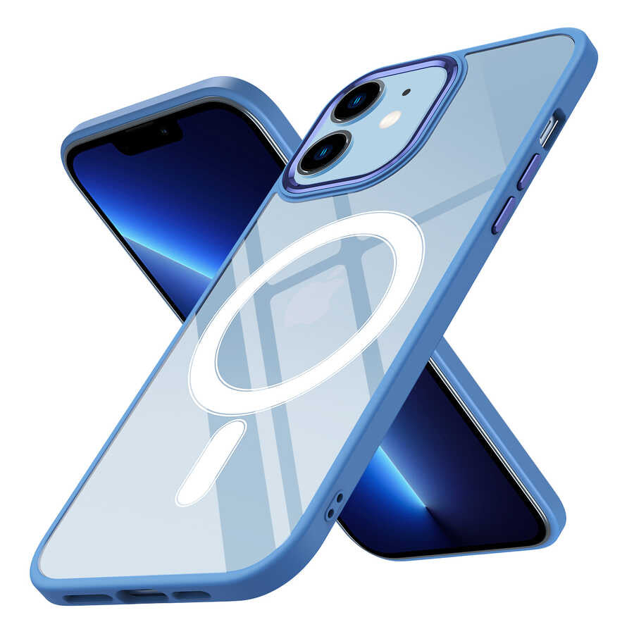 iPhone 12 Kılıf Wireless Şarj Özellikli Zore Krom M-safe Silikon Kılıf