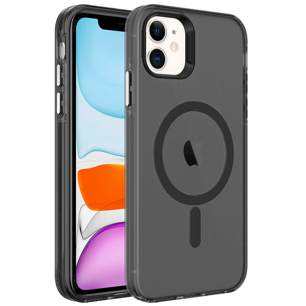 iPhone 12 Kılıf Zore M-safe Şarj Özellikli Buzlu Transparan C-Pro Sert Kılıf