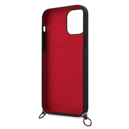 iPhone 12 Pro Kılıf Ferrari Orijinal Lisanslı Askılı Metal Logolu Kılıf