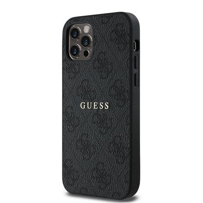 iPhone 12 Pro Kılıf Guess Orijinal Lisanslı M-safe Şarj Özellikli 4G Desen Yazı Logolu Kılıf