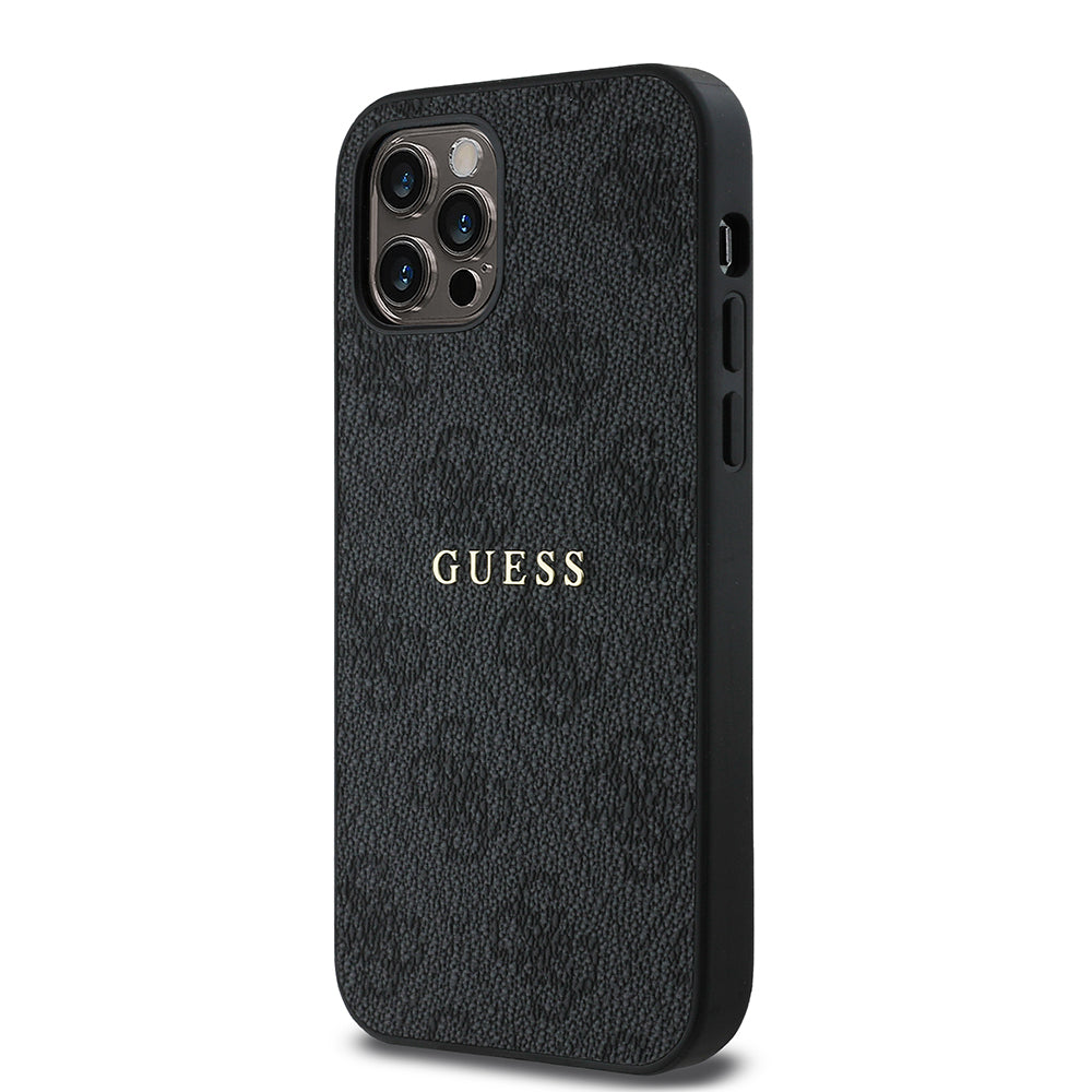 iPhone 12 Pro Kılıf Guess Orijinal Lisanslı M-safe Şarj Özellikli 4G Desen Yazı Logolu Kılıf