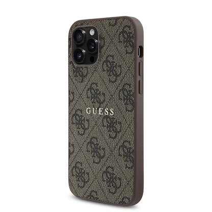 iPhone 12 Pro Kılıf Guess Orijinal Lisanslı M-safe Şarj Özellikli 4G Desen Yazı Logolu Kılıf