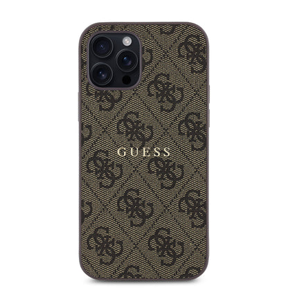 iPhone 12 Pro Kılıf Guess Orijinal Lisanslı M-safe Şarj Özellikli 4G Desen Yazı Logolu Kılıf